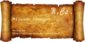 Milovan Csenger névjegykártya